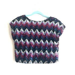 Vintage 70s Toni Todd Sequined Crop Top